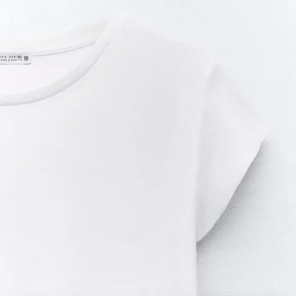 NWT ZARA LIGHT RIB COTTON T-SHIRT WHITE - Picture 7 of 8